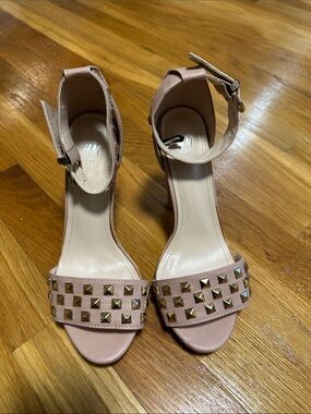 H&M nude Studded Ankle-Strap Heels